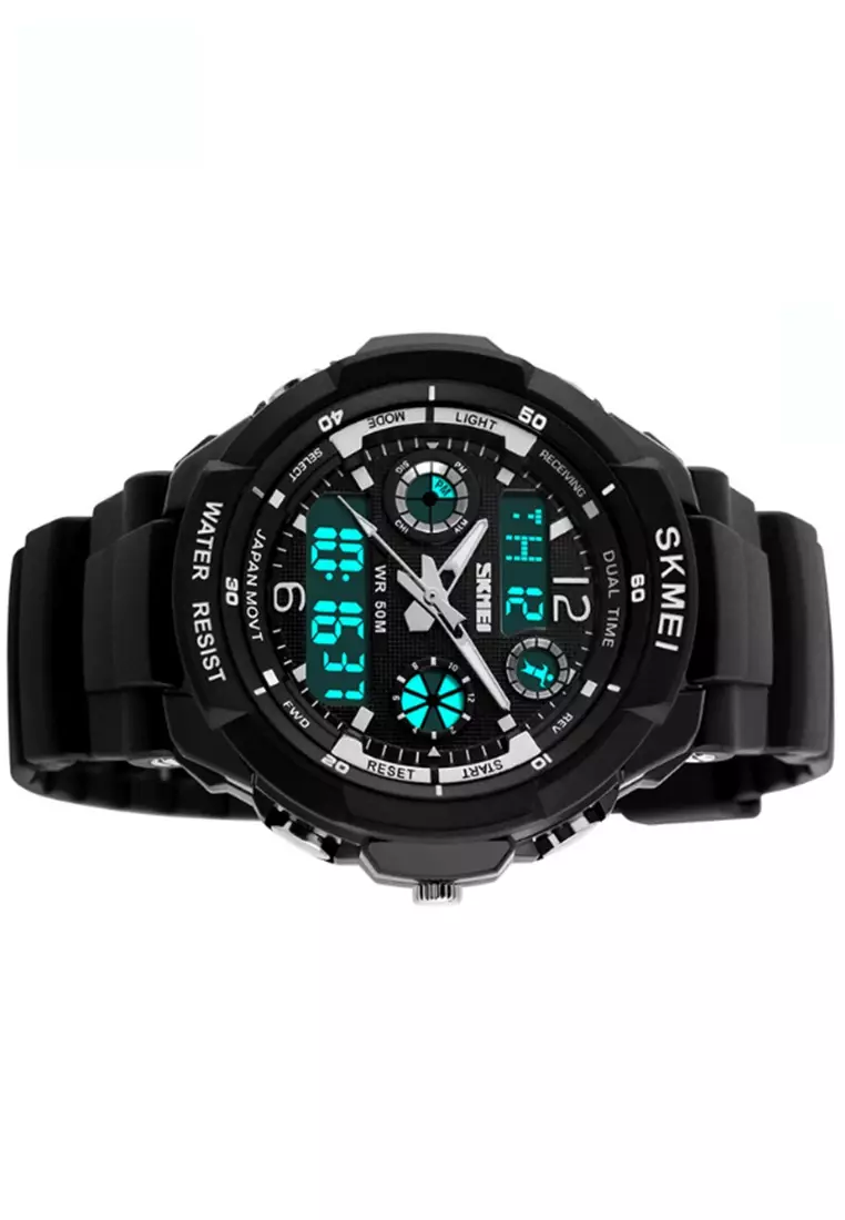Jam Tangan Analog Digital Pria Waterproof Many Function Strap Tali Material PU Silicone GN18 ORIGINAL
