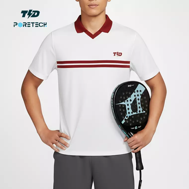 TDACTIVE Kaos Polo Padel Tenis dry fit PORETECH ringan cepat kering "maroon lines" MSB17
