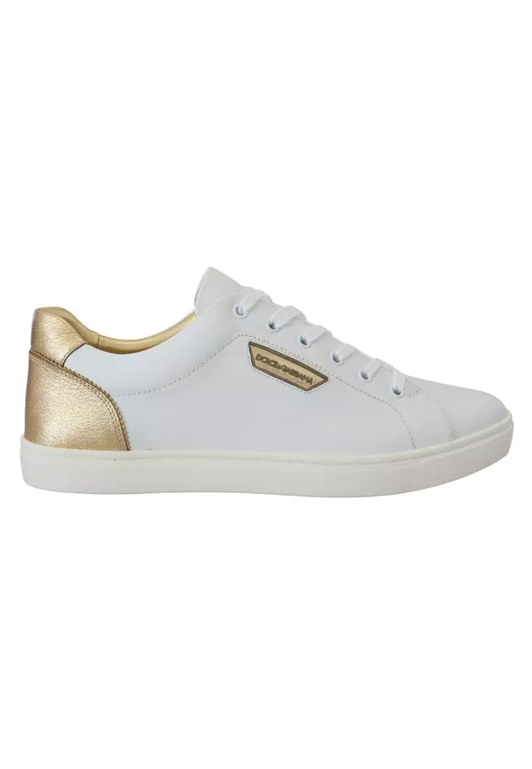 Dolce Gabbana Dolce Gabbana White Gold Leather Low Top