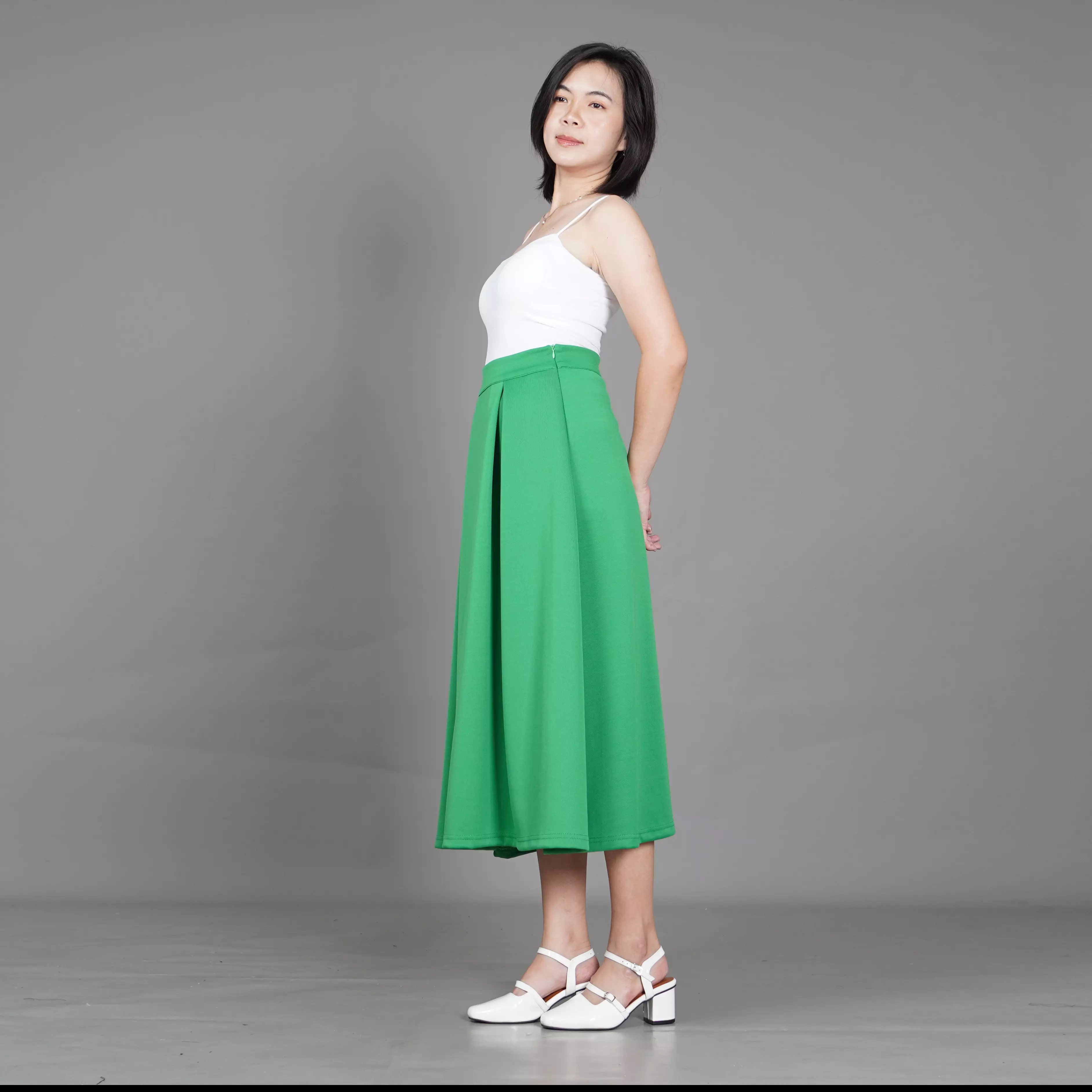  REBECA Rok Gaya Korea Flare Skirt Rok Hijau Natal - HIJAU MUDA