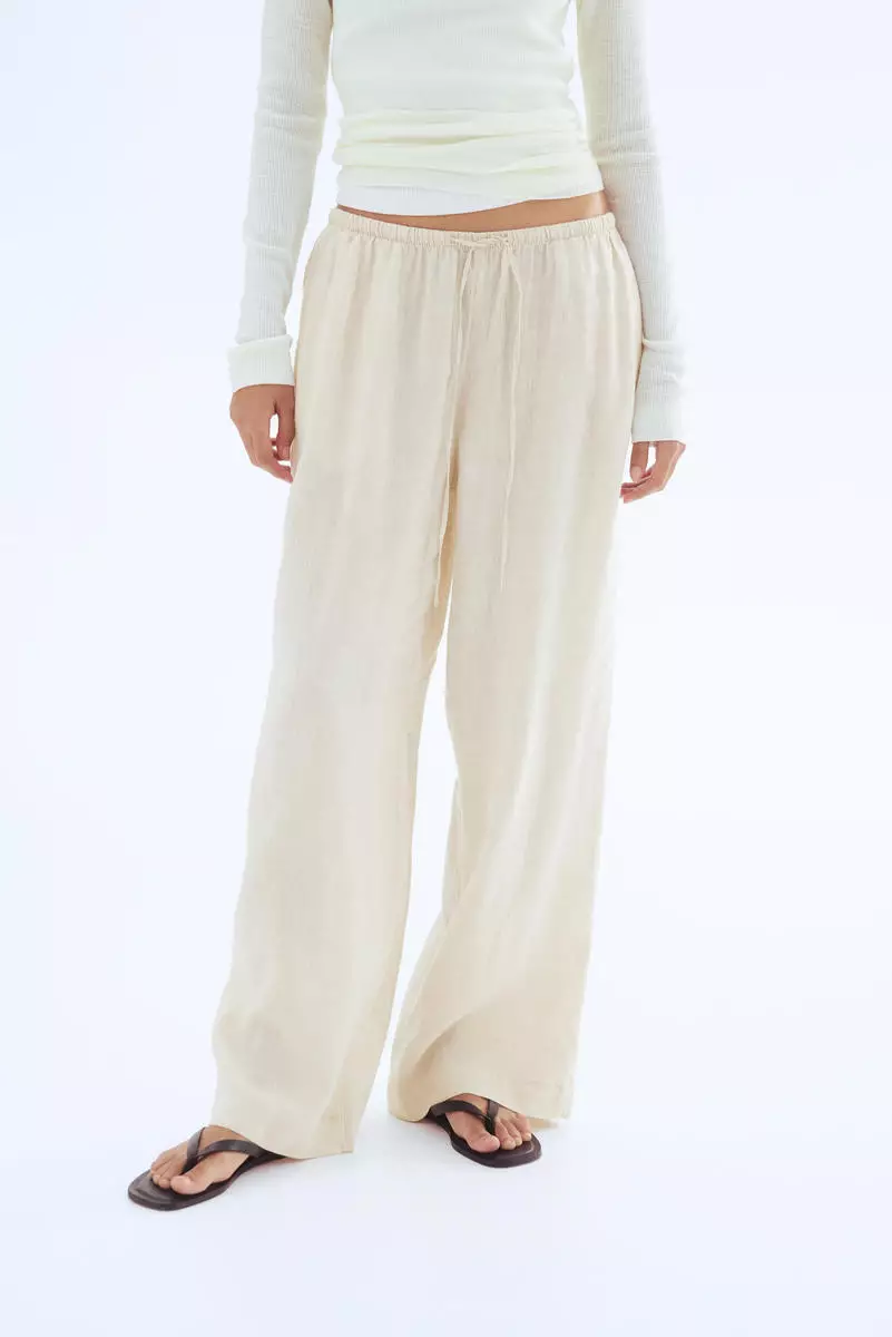 Linen drawstring trousers