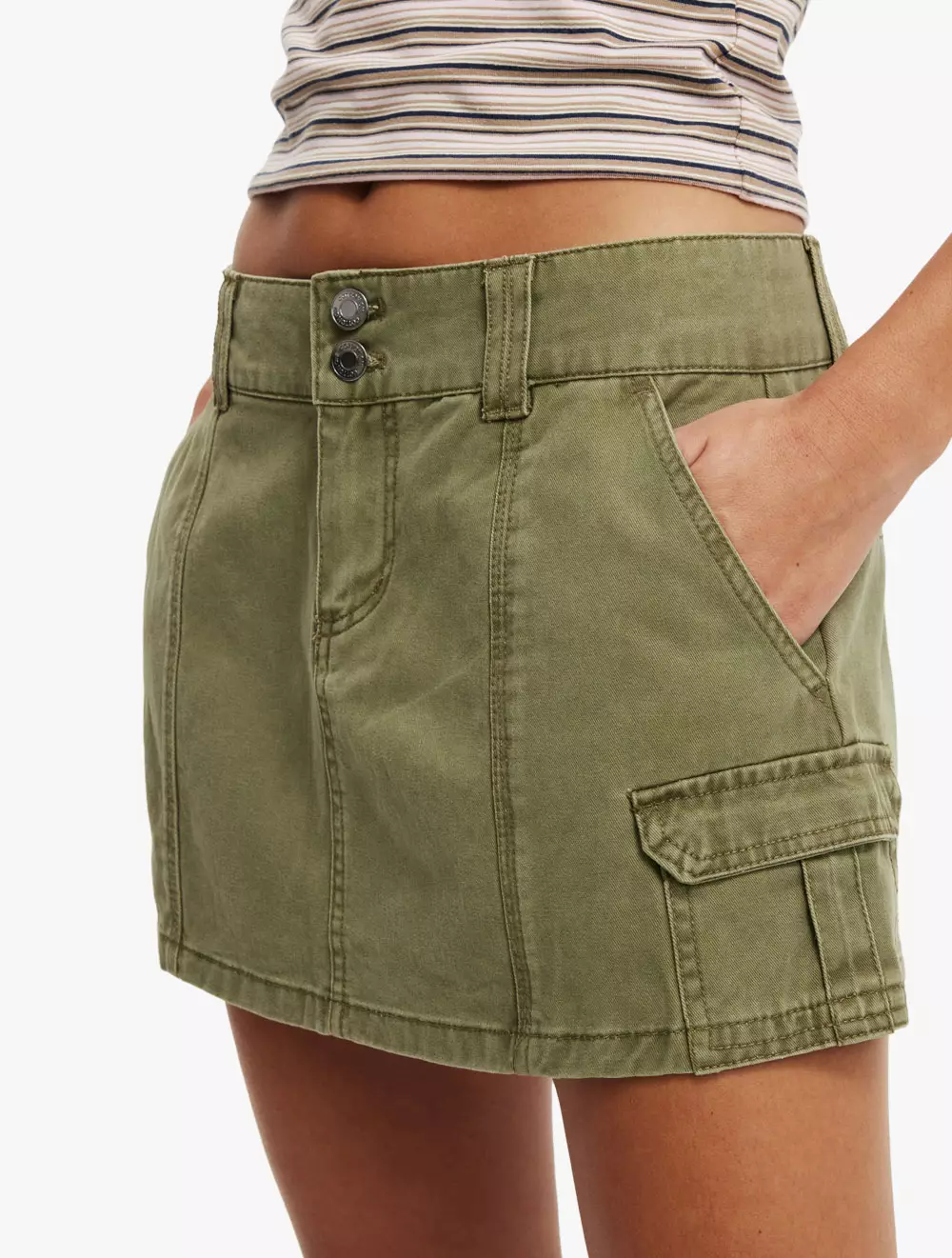 Cotton On - WOVEN SHORTS/SKIRTS - Benny Cargo Skirt - WASHED CACTUS GREEN