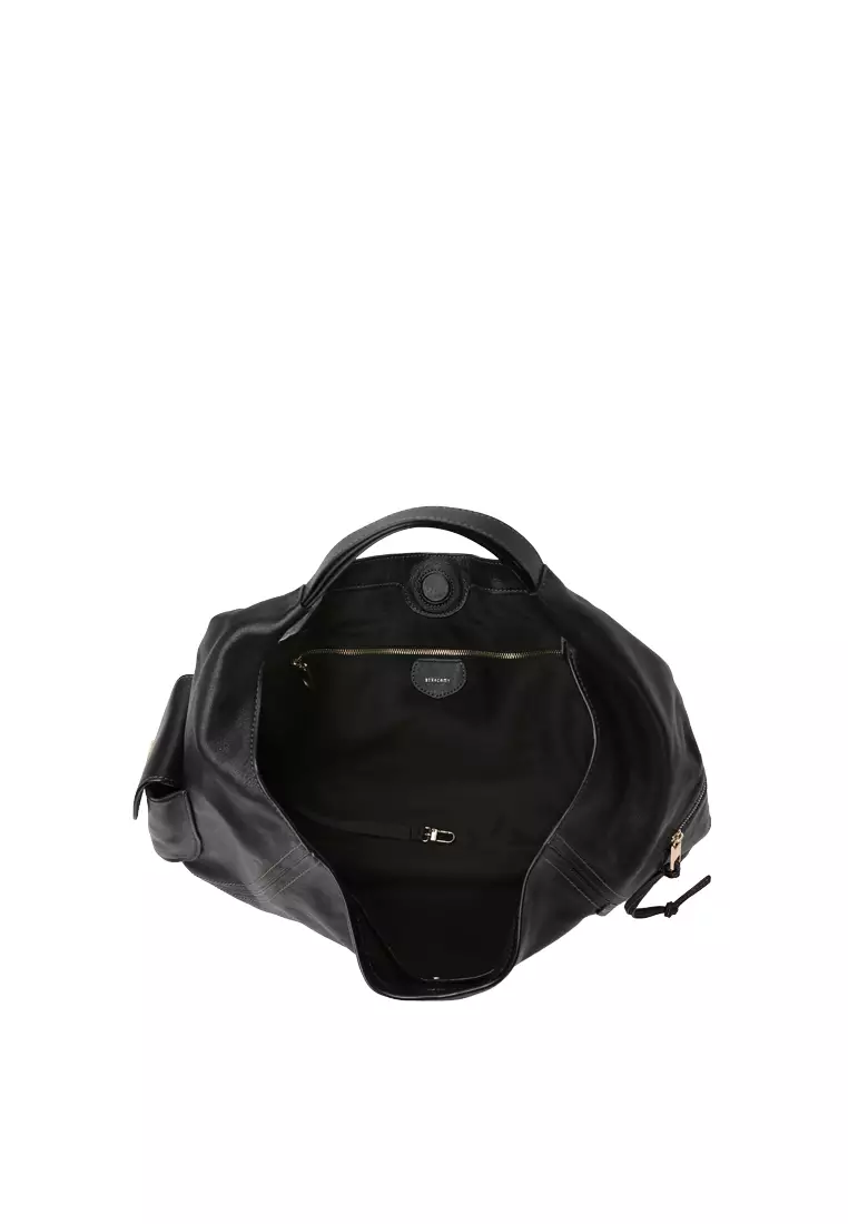 Arial Side Pockets Hobo Bag II - Black