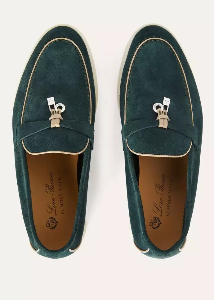 Summer Charms Walk Loafers Suede Goatskin with List Green sz 37