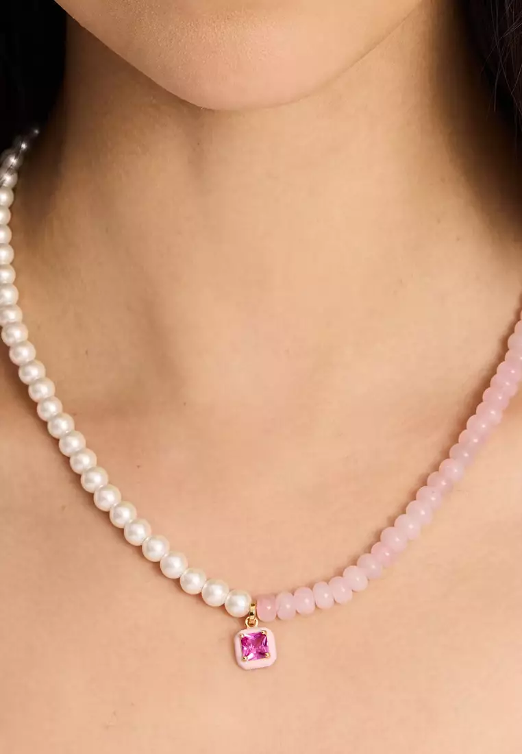Brighten Up Beaded Necklace in Pink Multi KI188