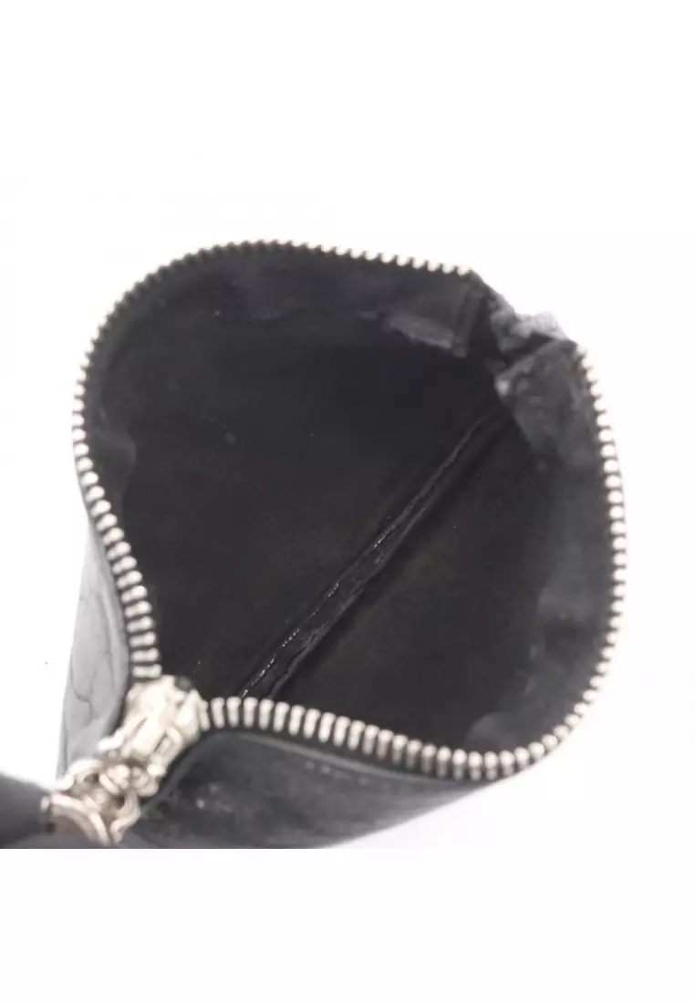 Pre-Loved Chrome Hearts cross patch Zipper change purse coin purse leather black