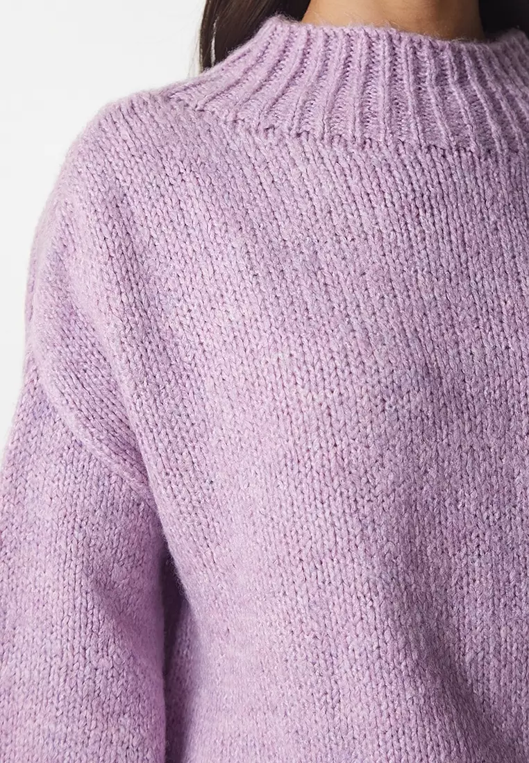 Stand-Up Collar Basic Knit Sweater