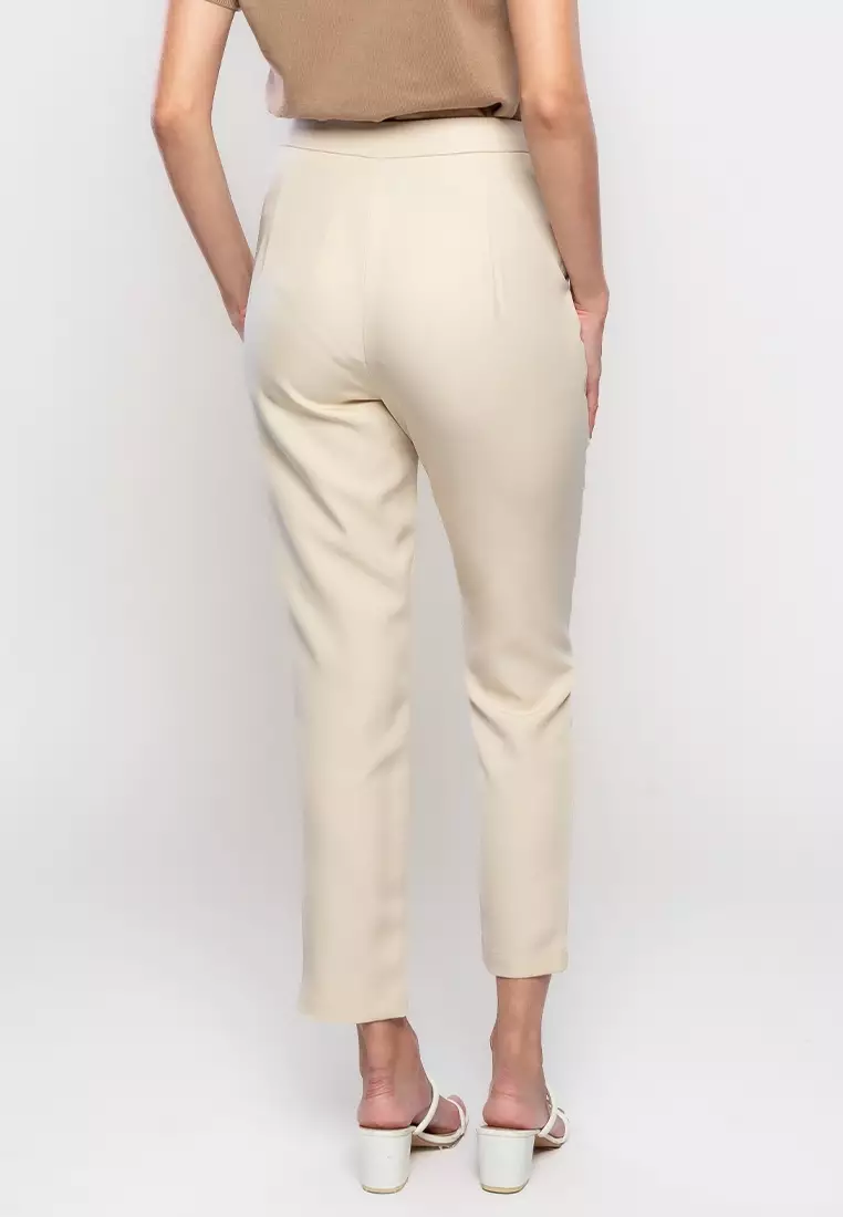 Imogene Slim Pants with Waist Button Detail