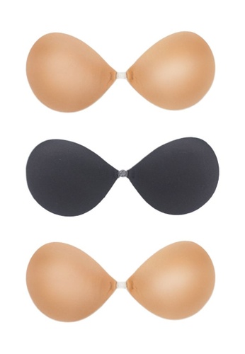 Kiss & Tell black and beige 3 Pack Lyra Thick Push Up Stick On Bra in 2Nude and 1Black AB184USAF0B265GS_1