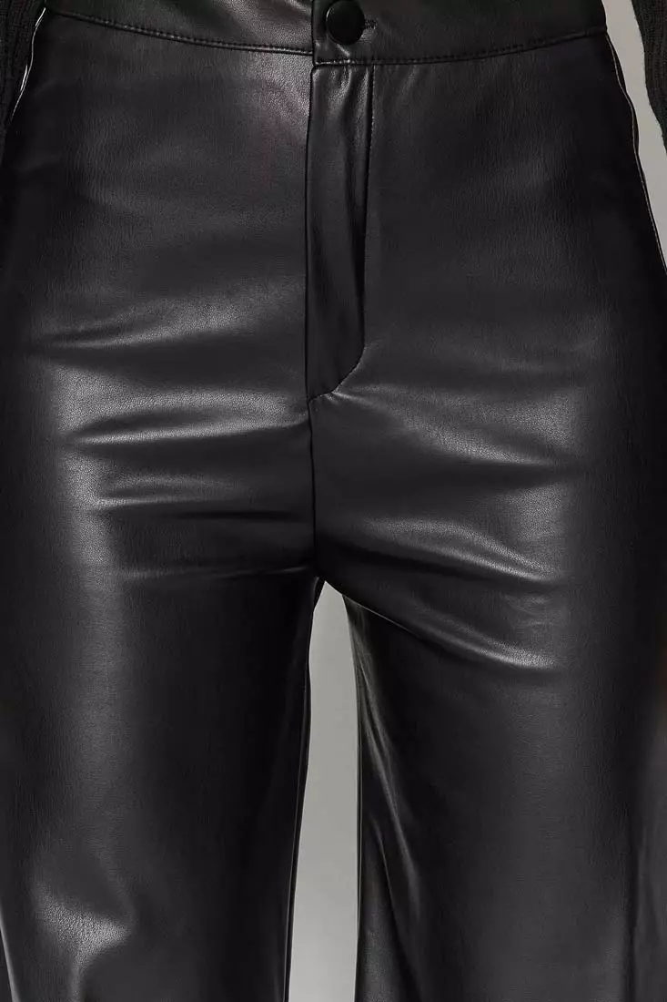 Faux Leather Wide Legs Trousers