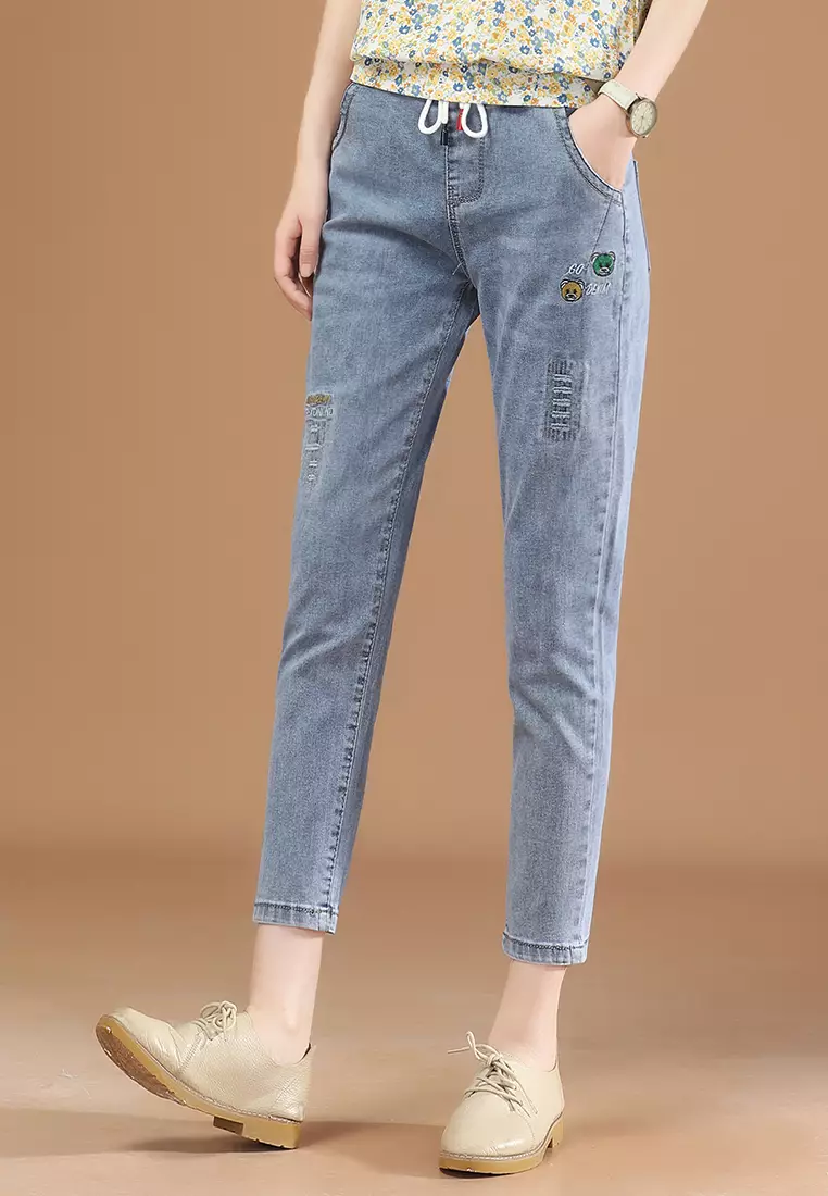 Girls frayed jeans sale