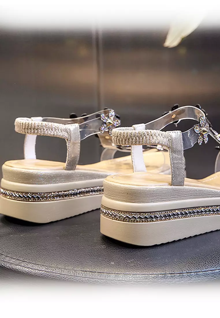 Rhinestone discount platform sandals