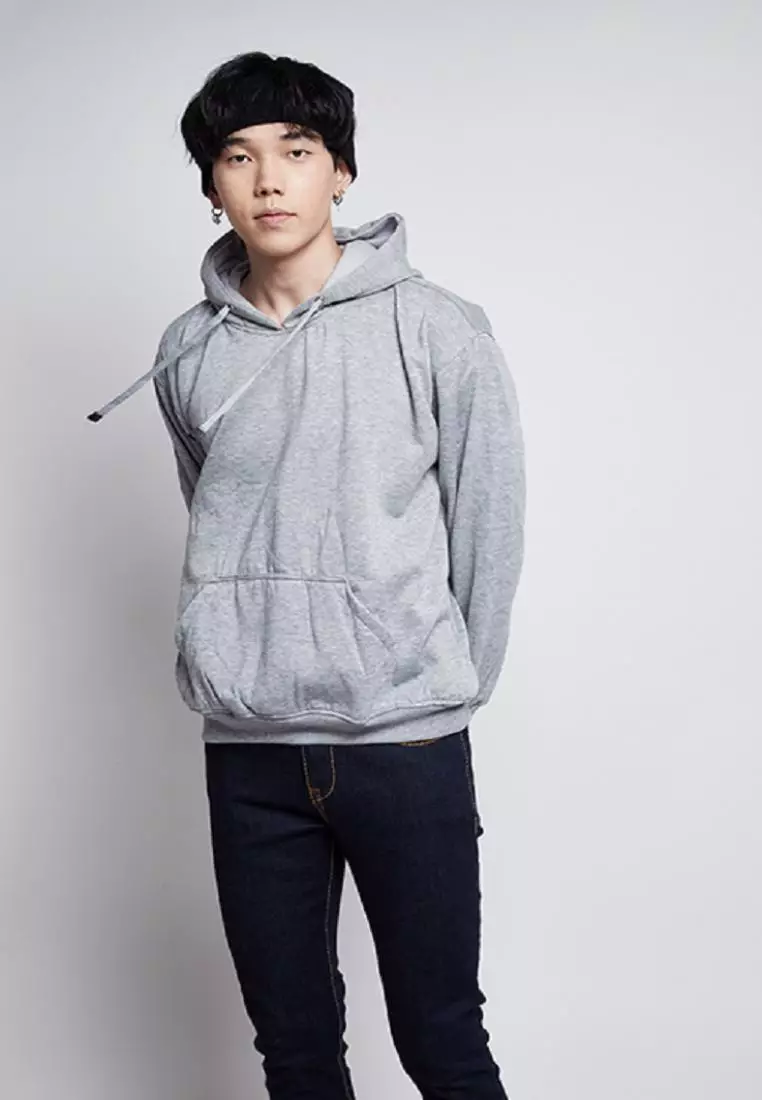 Jaket Polos Jumper Hoodie Sweater Warna Abu muda