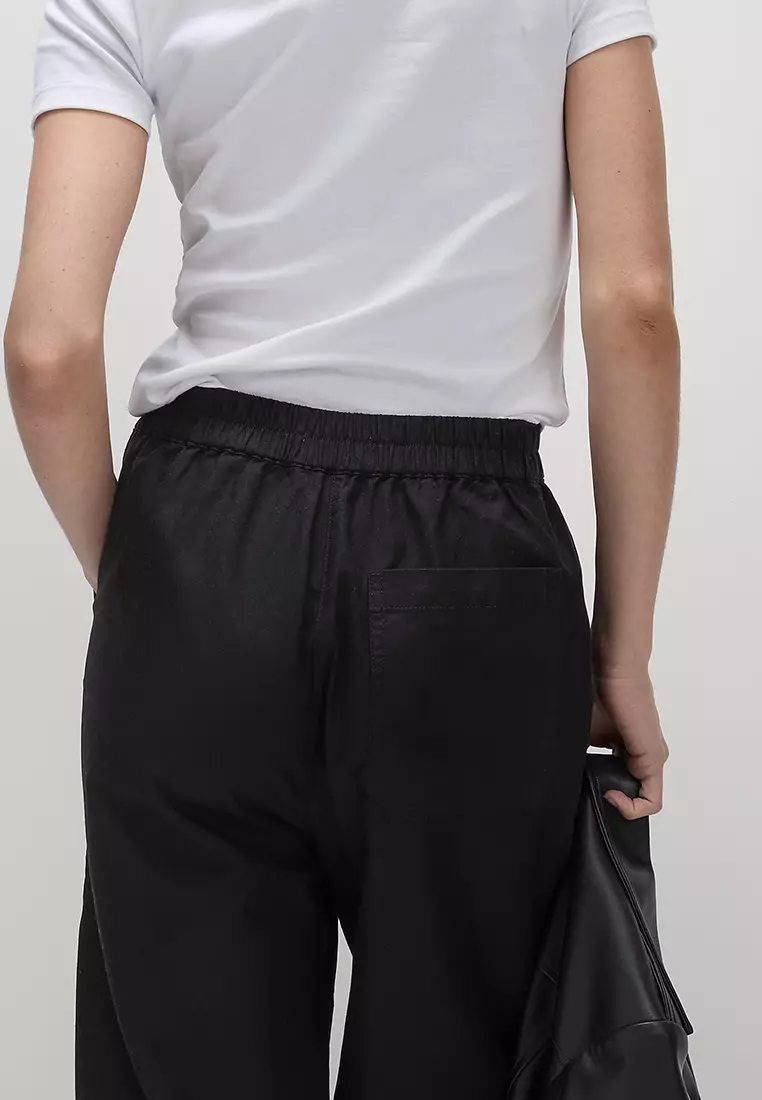 Pure Cotton Pull On Carrot Leg Trousers