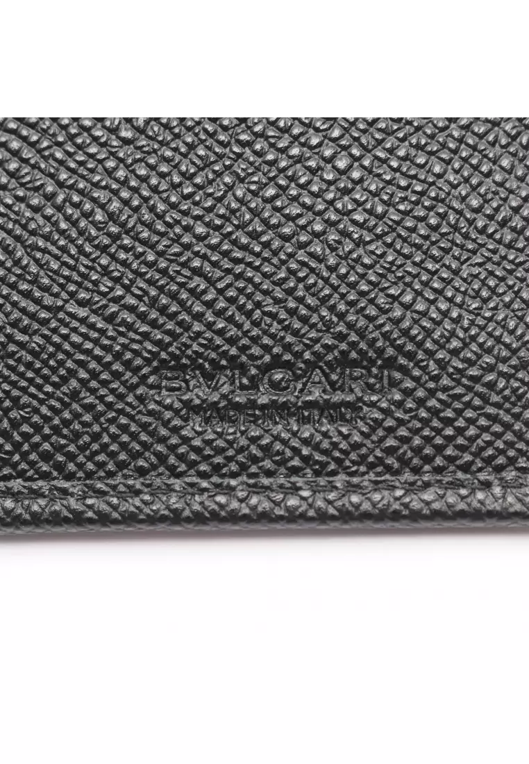 Pre-Loved Bvlgari bulgari bulgari man Bi-fold Long Wallet leather black