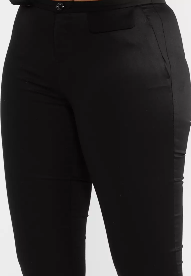 Satin high waisted skinny pants clearance