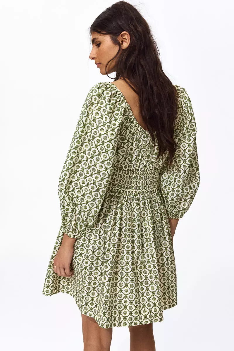 Flared-skirt cotton dress