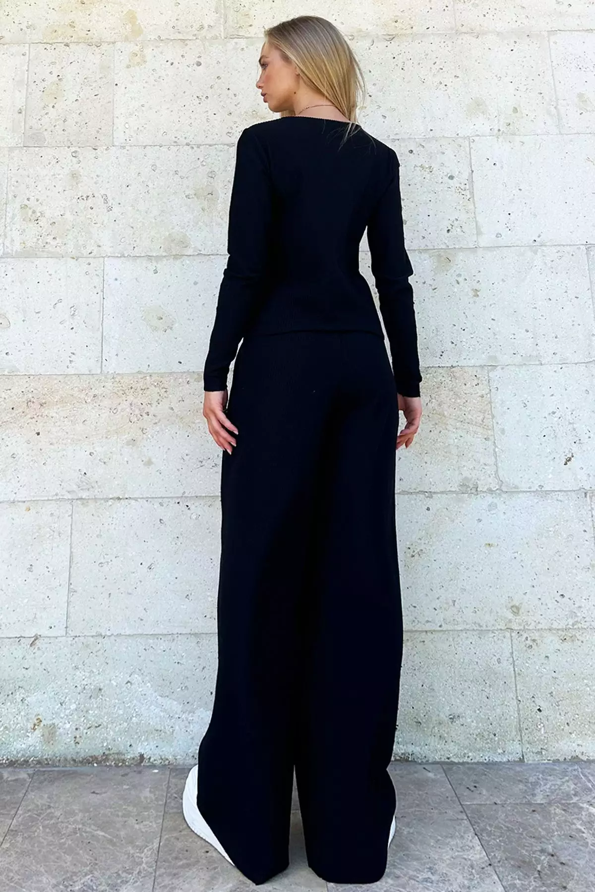 Knitted Blouse and Palazzo Pants Set