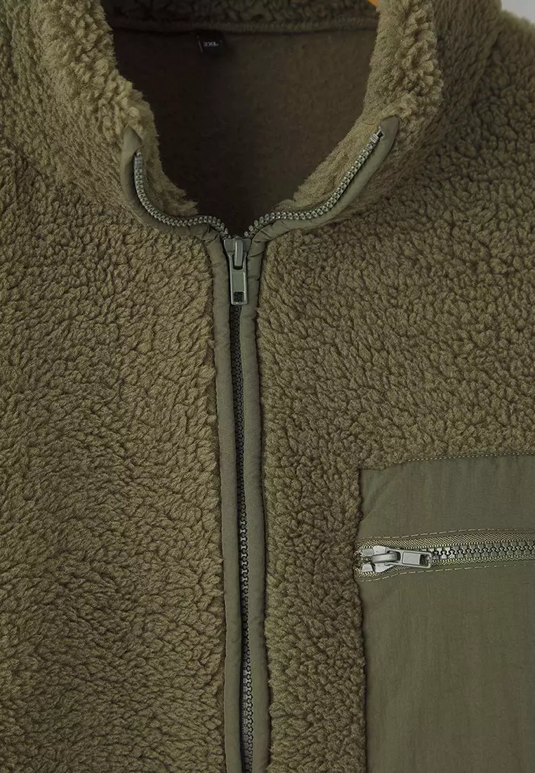 Essentials Thick Fleece Zippered Stand Collar Jacket