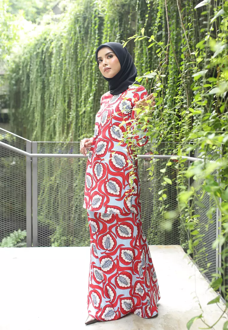 Rina Printed Kurung Red Flower