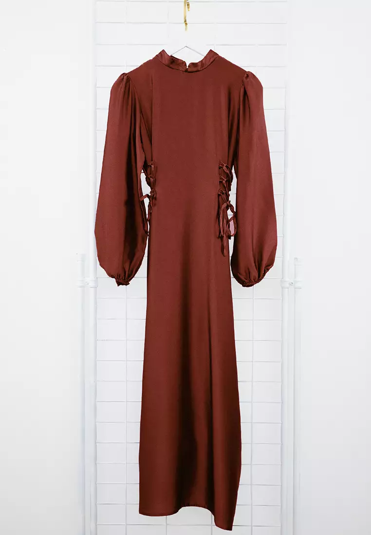 Burgundy Straight Maxi Long Fitted Evening Dress