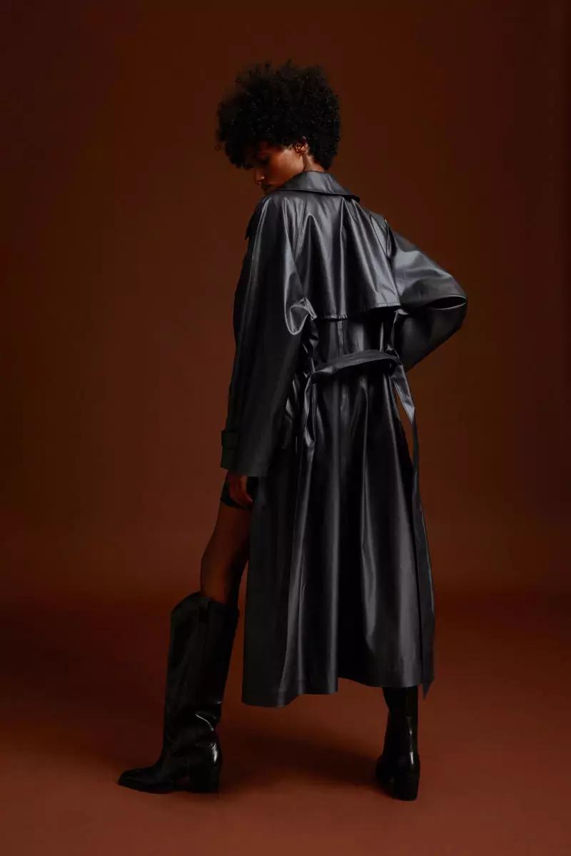Black tie belt online coat