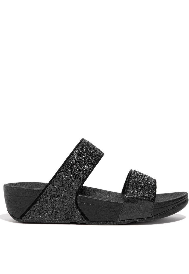 FitFlop LULU Women's Glitter Slides - Black Glitter (ET3-339)