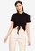 MISSGUIDED black Ribbed Ruched Seam Short Sleeve Crop Top 4EC1DAA5C54E6CGS_1
