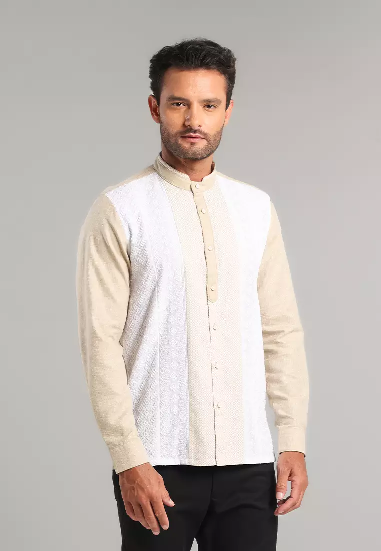 MOC Kemeja Koko Lengan Panjang Pria Ghafur - Khaki