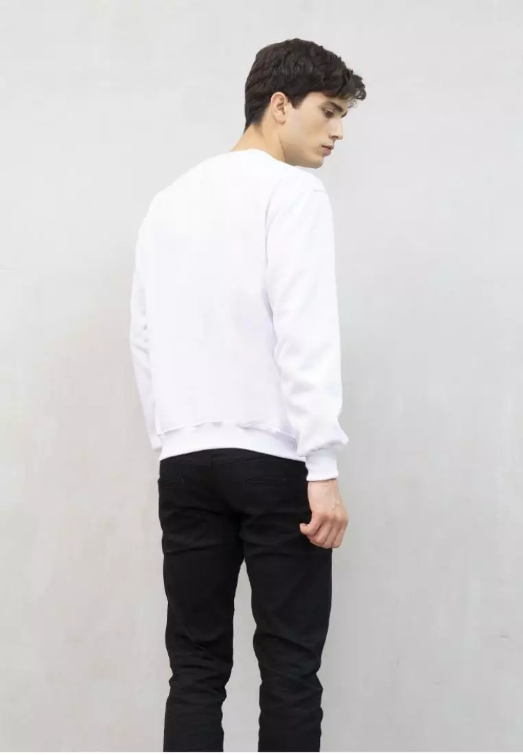 sweater basic lengan panjang baju sweater tebal putih