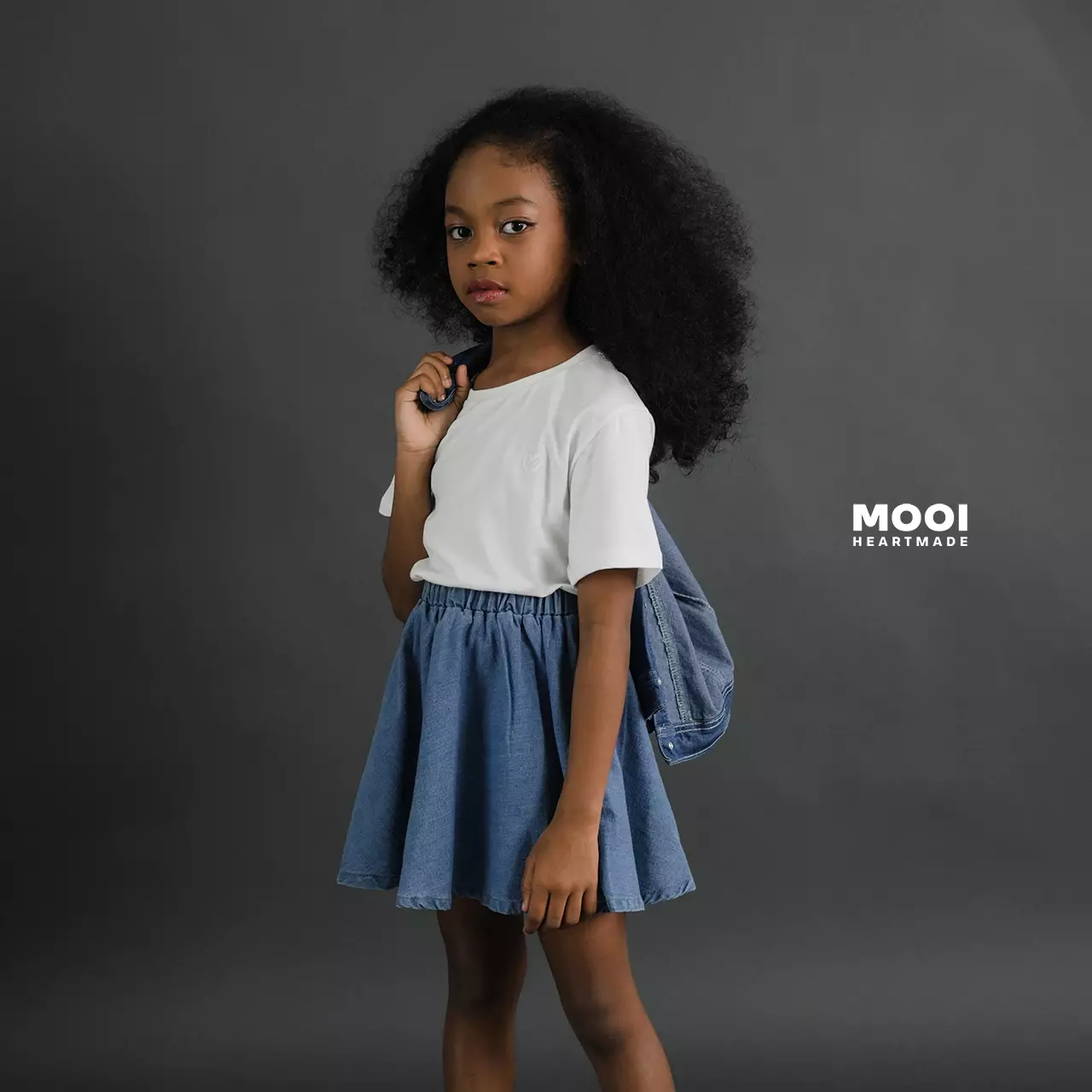 Mooi Rok Jeans Anak Perempuan Yerin Denim Skirt - Medium Blue