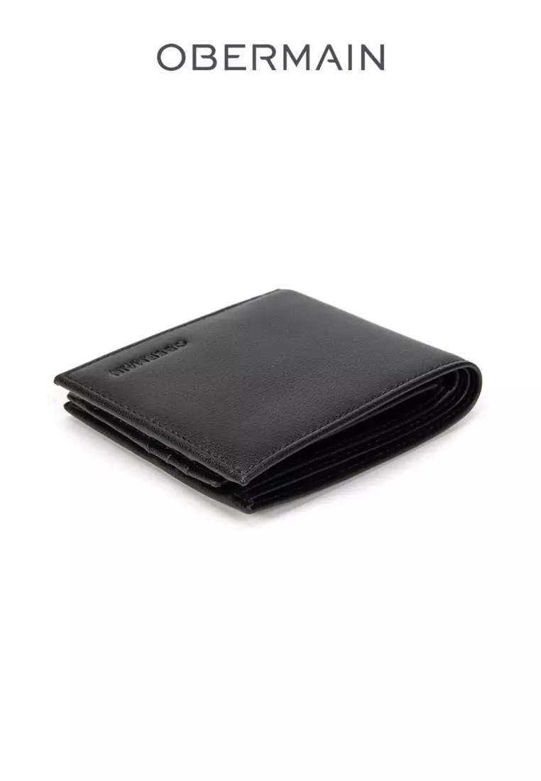 RFID Short Wallet No Hole Genuine Leather Black
