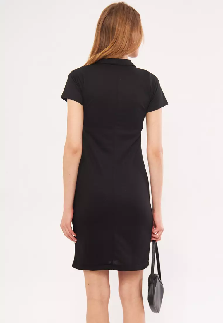Collar Zippered Bodycon Dress