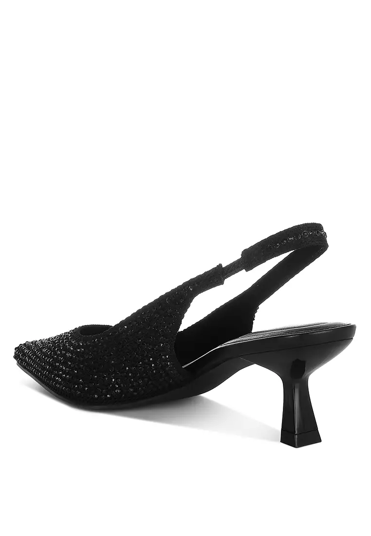 Flyknit Rhinestone Slingback Sandals in Black