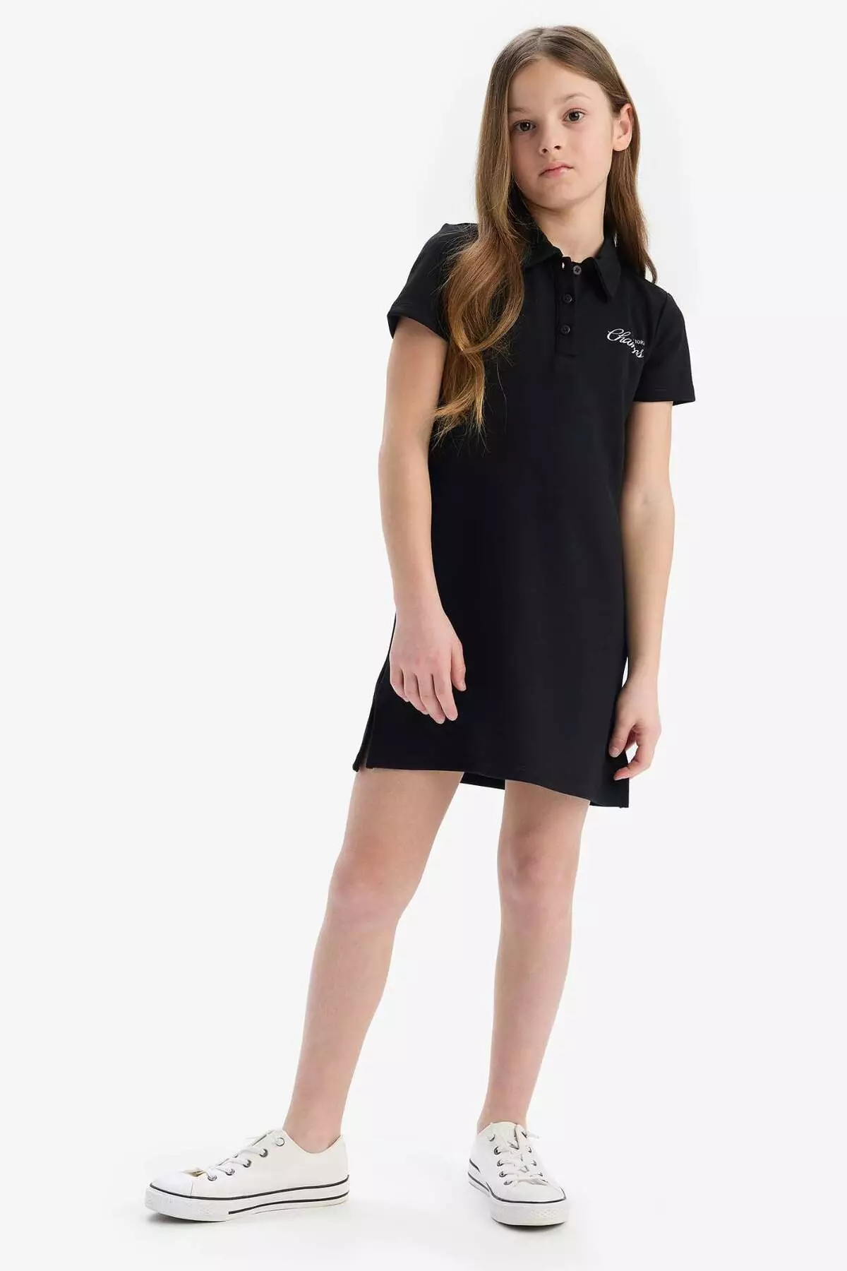 女童POLO恤領印花短袖夏季連身裙 E2646A825Sm