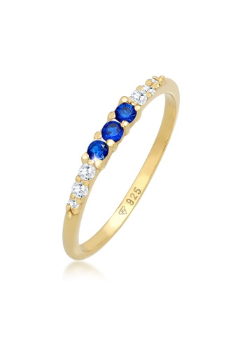 ELLI GERMANY gold Ring Elegant with Cubic Zirconia Crystals and Synthetic Sapphire Gold Plated 40C5FAC8DFFB8AGS_1