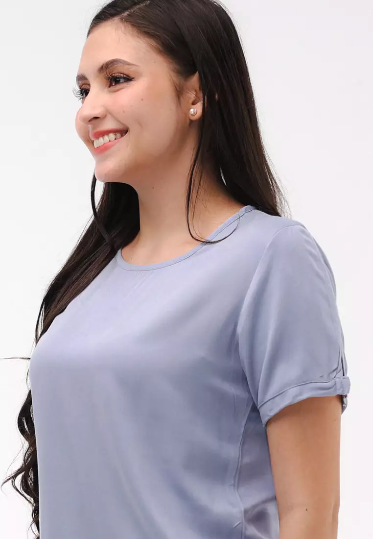 Single Twill Woven Short Sleeves Blouse