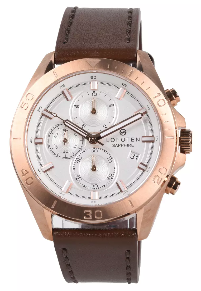 Lofoten Sapphire - Jam Tangan Pria - Rosegold - Brown Leather Strap - F6504M-B