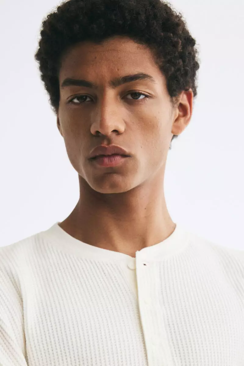 Regular Fit Waffled henley top