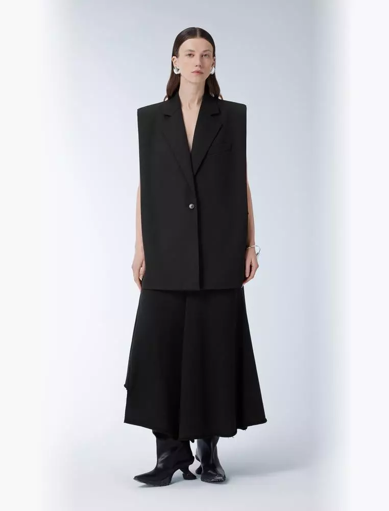 Solid color temperament mid-length vest