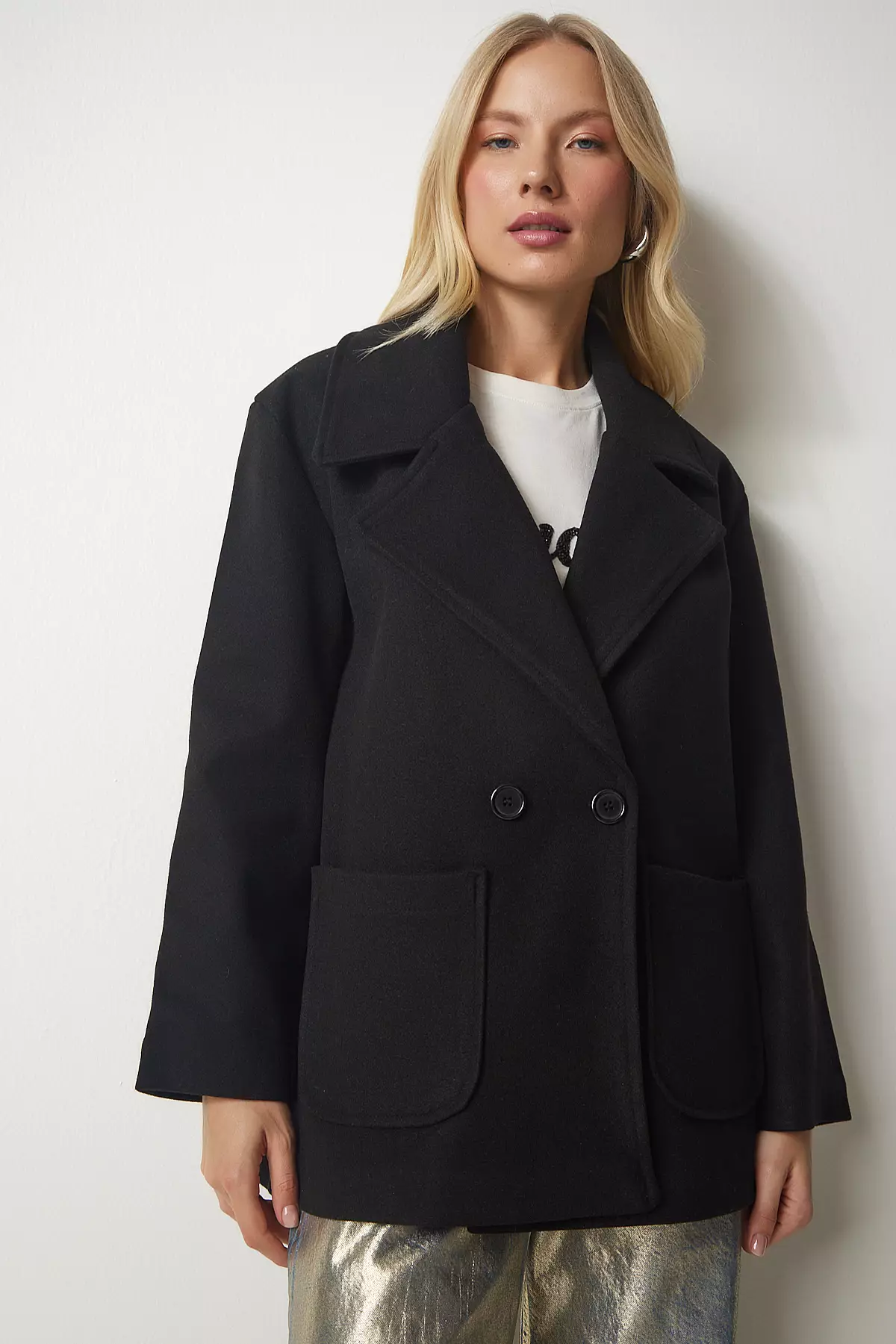 Women's double breasted coat with hood on sale