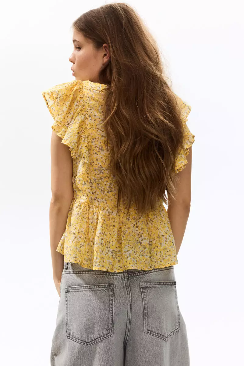 Frill-trimmed cotton top