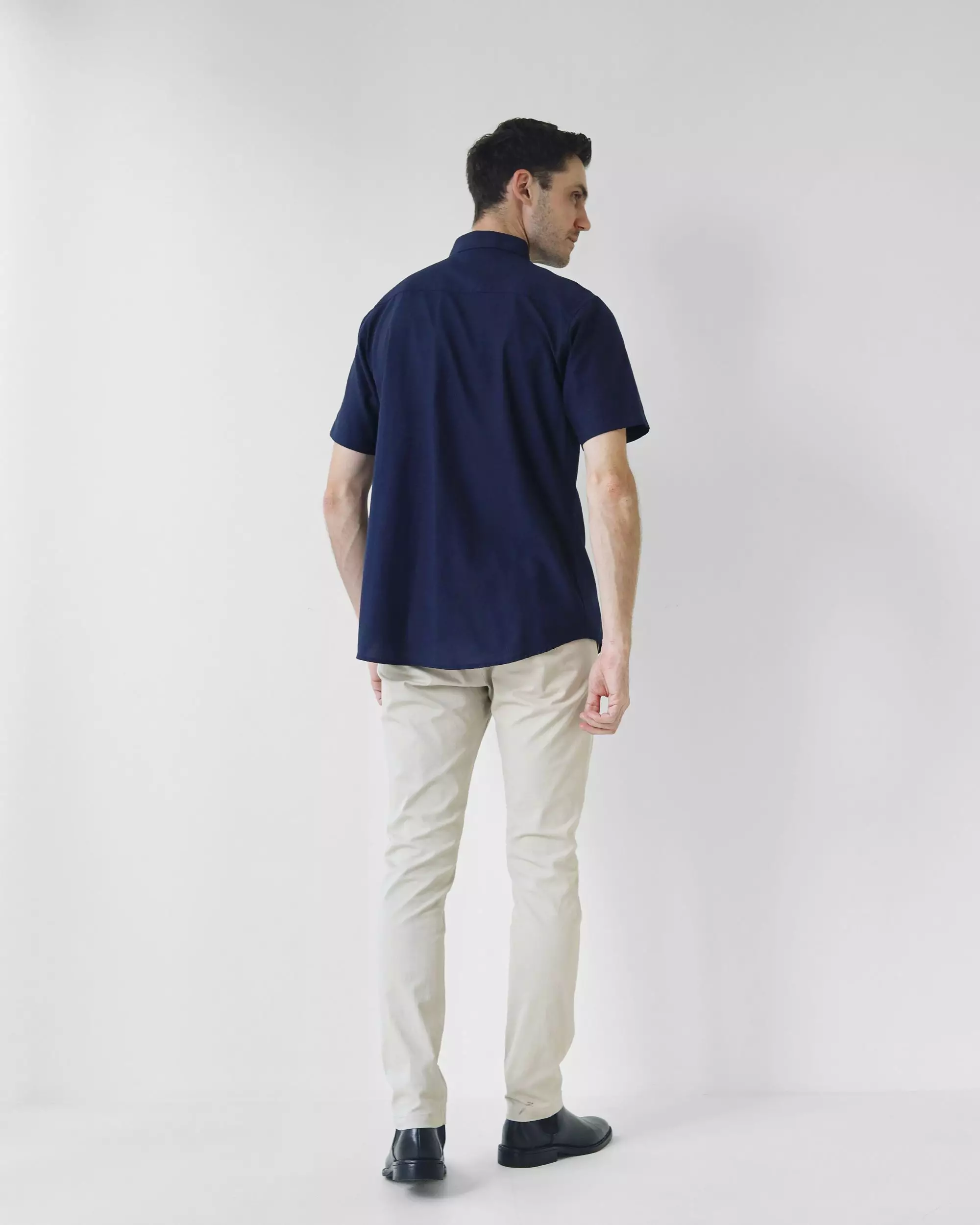 Cotton Well Ben Short Sleeve Oxford Shirt Navy | Kemeja Pria Lengan Pendek Basic Polos  Biru Dongker Nevi