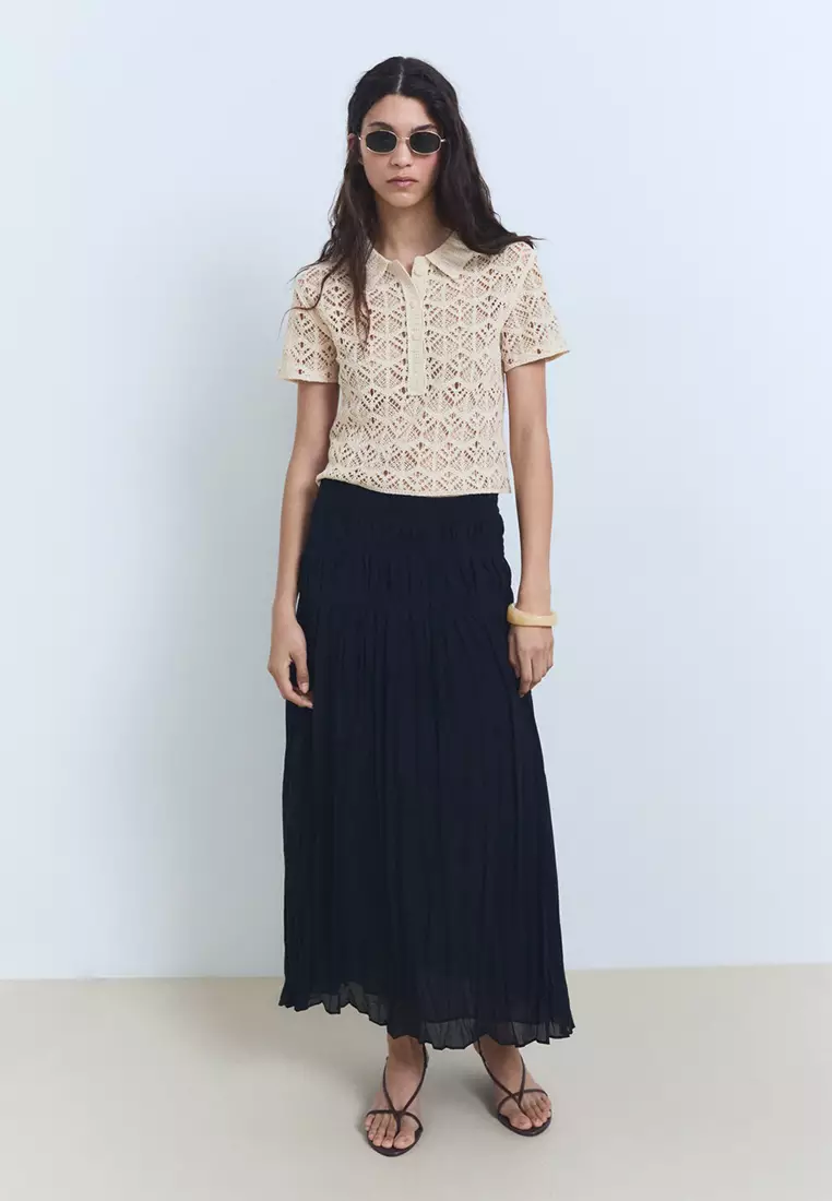 Short-Sleeved Crochet Sweater