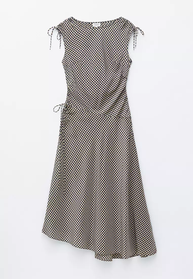 Asymmetric Draped Midi Dress
