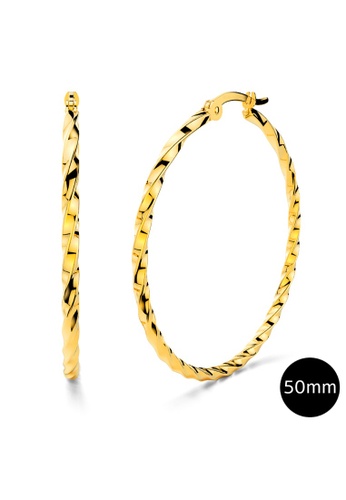 Bullion Gold gold BULLION GOLD Twisted Hoop Earrings 50mm-Yellow Gold 49A9AACE9C0041GS_1