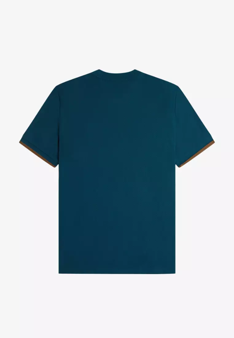 Fred Perry M4654 Tipped Cuff Pique Shirt (Dark Petrol)