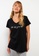 LC WAIKIKI black V-Neck Printed Cotton Women's T-Shirt EA641AABE2F31AGS_1