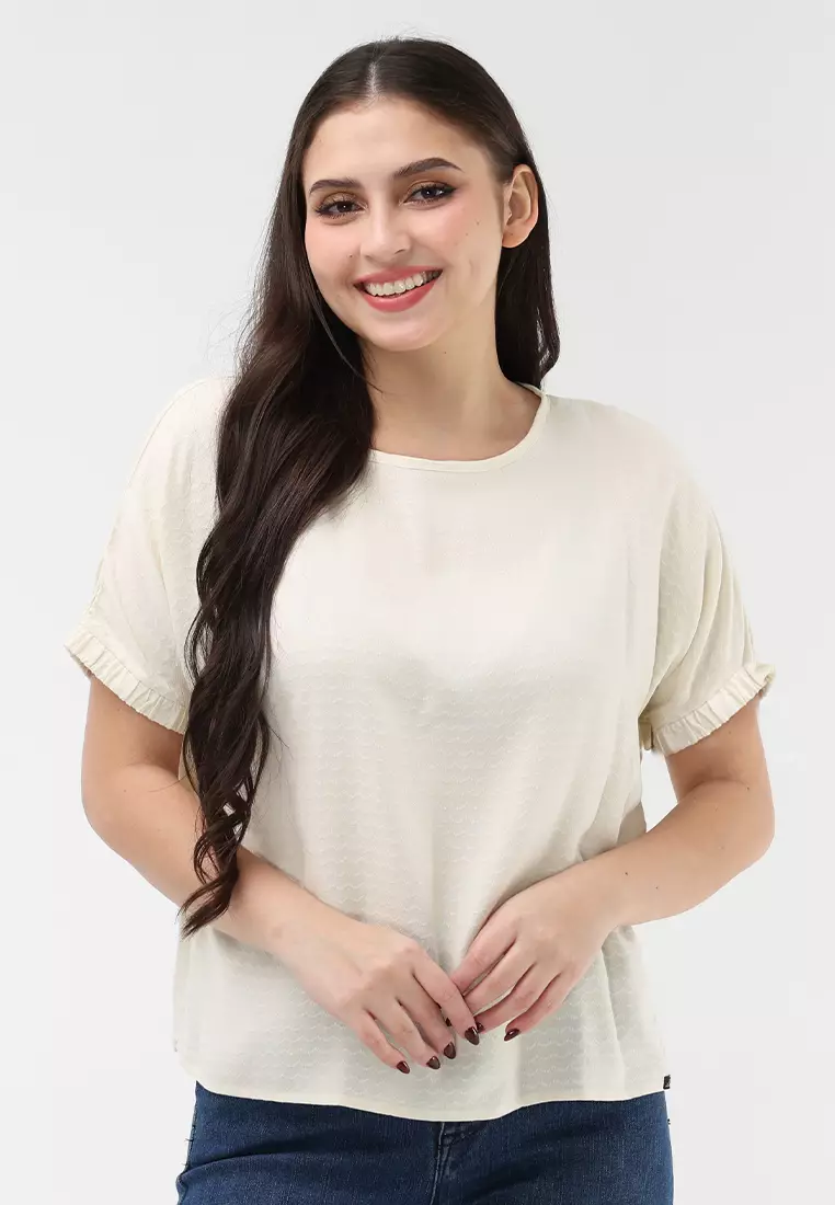 Textured Woven Short Sleeves Blouse