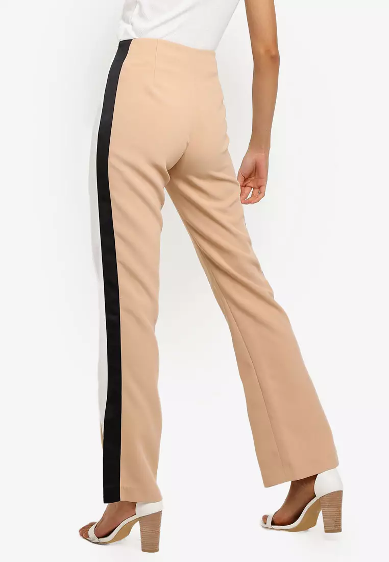 Side Stripe High Waisted Crepe Trousers